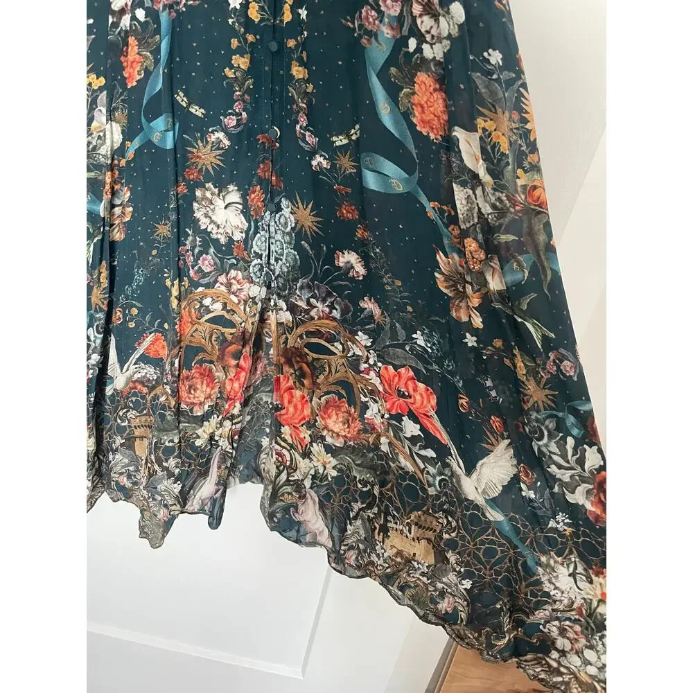 Camilla Silk Green Maxi Dress Size S - Picture 2 of 9
